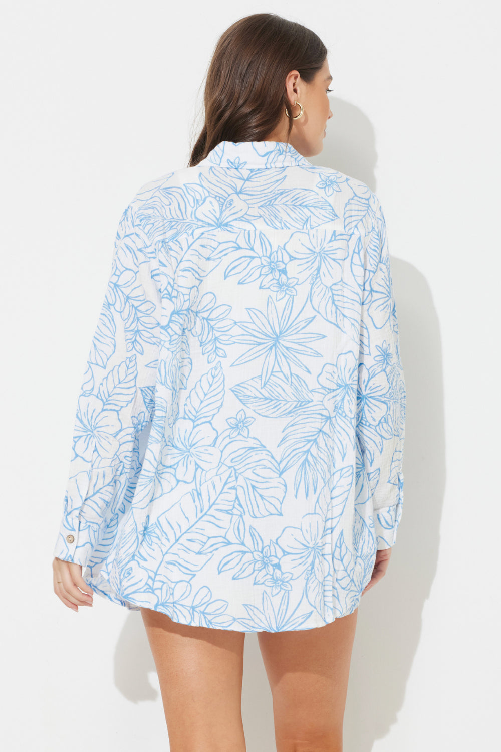 OCEAN DRIVE- PRINTED GAUZE LS BUTTON UP
